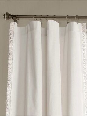 Lush Decor Rosalie Curtain Panels Pair White Light Filtering Lace Trim Set Of 2